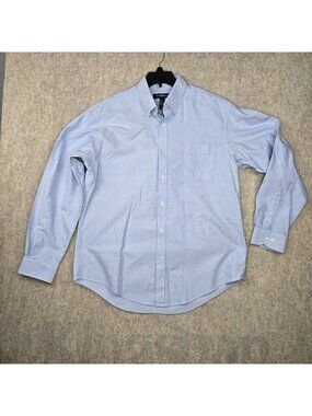The Outfitters By Lands End Men's Button-Down Blue Shirt Size L Tailored Fit